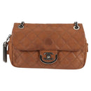 CHANEL Matelasse 25 Chain Shoulder Bag Leather Brown Silver CC Auth 134215-13