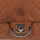 CHANEL Matelasse 25 Chain Shoulder Bag Leather Brown Silver CC Auth 134215-2