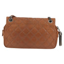 CHANEL Matelasse 25 Chain Shoulder Bag Leather Brown Silver CC Auth 134215-3