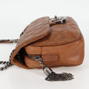 CHANEL Matelasse 25 Chain Shoulder Bag Leather Brown Silver CC Auth 134215-4