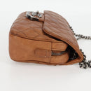 CHANEL Matelasse 25 Chain Shoulder Bag Leather Brown Silver CC Auth 134215-5