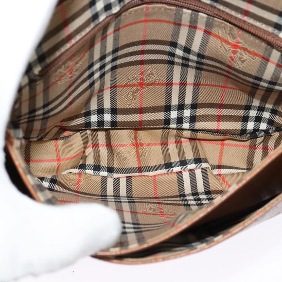 Burberrys Shoulder Bag Leather Brown Gold Auth 134218