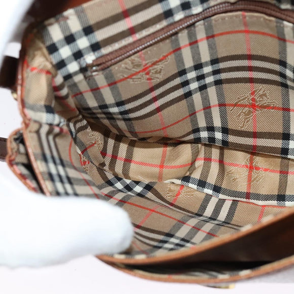 Burberrys Shoulder Bag Leather Brown Gold Auth 134218