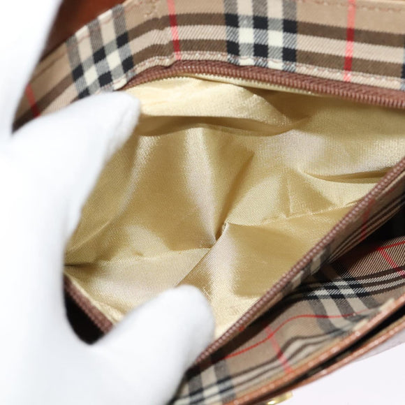 Burberrys Shoulder Bag Leather Brown Gold Auth 134218