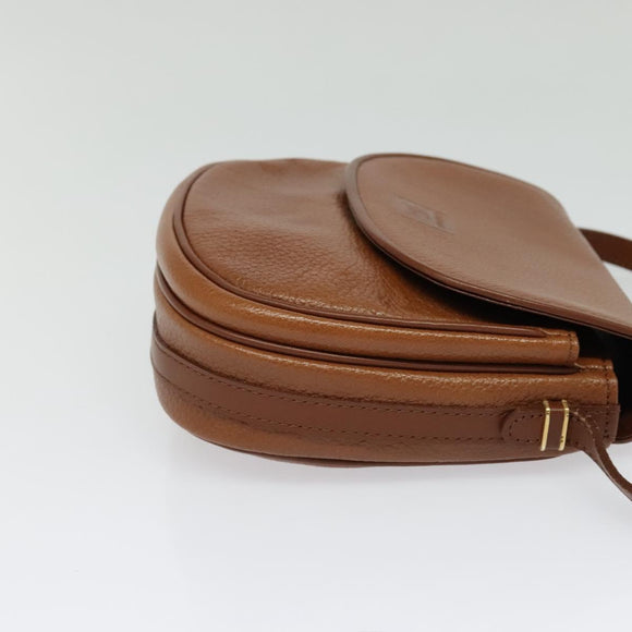 Burberrys Shoulder Bag Leather Brown Gold Auth 134218