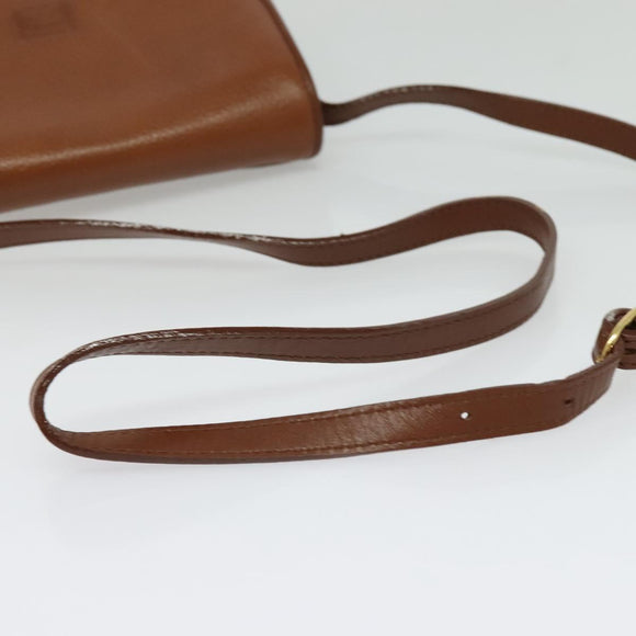 Burberrys Shoulder Bag Leather Brown Gold Auth 134218