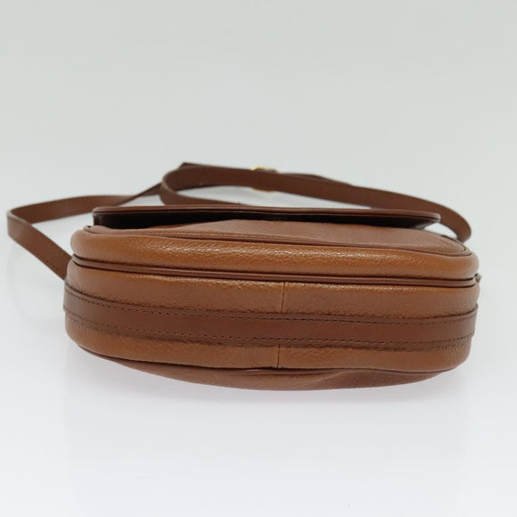 Burberrys Shoulder Bag Leather Brown Gold Auth 134218