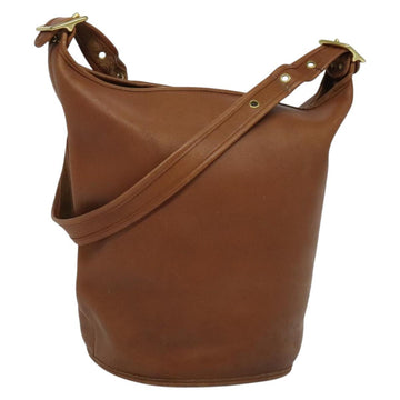 Coach Shoulder Bag Leather Brown Gold Auth 134219