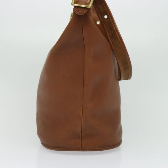 Coach Shoulder Bag Leather Brown Gold Auth 134219