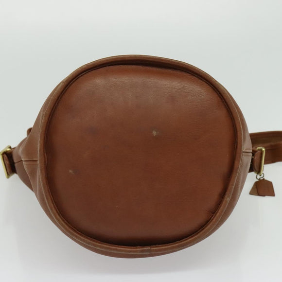 Coach Shoulder Bag Leather Brown Gold Auth 134219