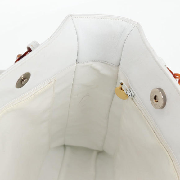 CHANEL Matelasse Chain Shoulder Bag Lamb Skin White CC Auth 134221