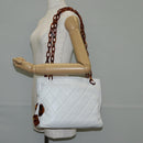 CHANEL Matelasse Chain Shoulder Bag Lamb Skin White CC Auth 134221-25