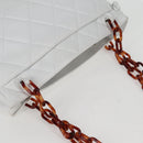 CHANEL Matelasse Chain Shoulder Bag Lamb Skin White CC Auth 134221-7