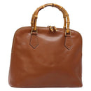 GUCCI Bamboo Hand Bag Leather Brown Gold 000 1186 0289 Auth 134226-1