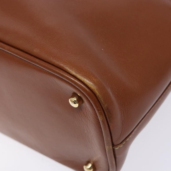 GUCCI Bamboo Hand Bag Leather Brown Gold 000 1186 0289 Auth 134226