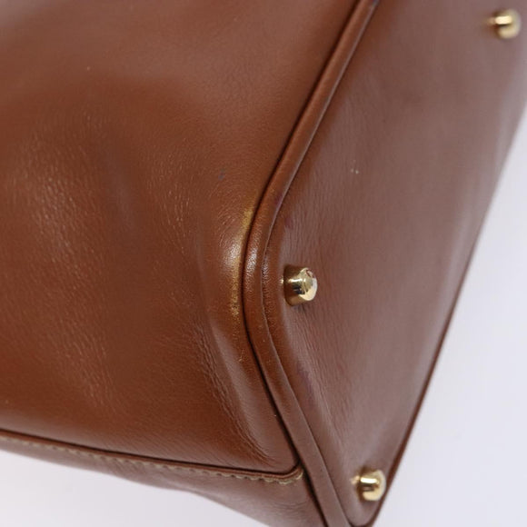 GUCCI Bamboo Hand Bag Leather Brown Gold 000 1186 0289 Auth 134226