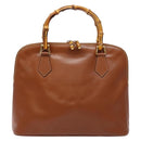 GUCCI Bamboo Hand Bag Leather Brown Gold 000 1186 0289 Auth 134226-2