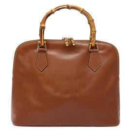 GUCCI Bamboo Hand Bag Leather Brown Gold 000 1186 0289 Auth 134226 - 0