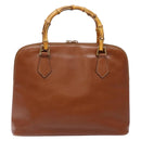GUCCI Bamboo Hand Bag Leather Brown Gold 000 1186 0289 Auth 134226-3