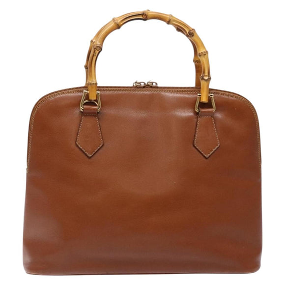 GUCCI Bamboo Hand Bag Leather Brown Gold 000 1186 0289 Auth 134226