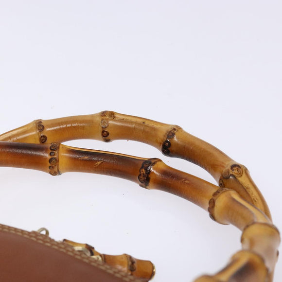 GUCCI Bamboo Hand Bag Leather Brown Gold 000 1186 0289 Auth 134226