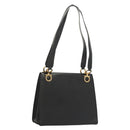 Salvatore Ferragamo Gancini Shoulder Bag Leather Black Gold Auth 134227-1