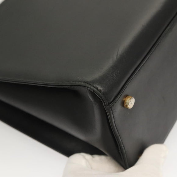 Salvatore Ferragamo Gancini Shoulder Bag Leather Black Gold Auth 134227