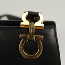 Salvatore Ferragamo Gancini Shoulder Bag Leather Black Gold Auth 134227-15
