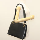 Salvatore Ferragamo Gancini Shoulder Bag Leather Black Gold Auth 134227-24