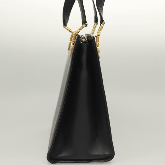 Salvatore Ferragamo Gancini Shoulder Bag Leather Black Gold Auth 134227