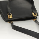 Salvatore Ferragamo Gancini Shoulder Bag Leather Black Gold Auth 134227-6