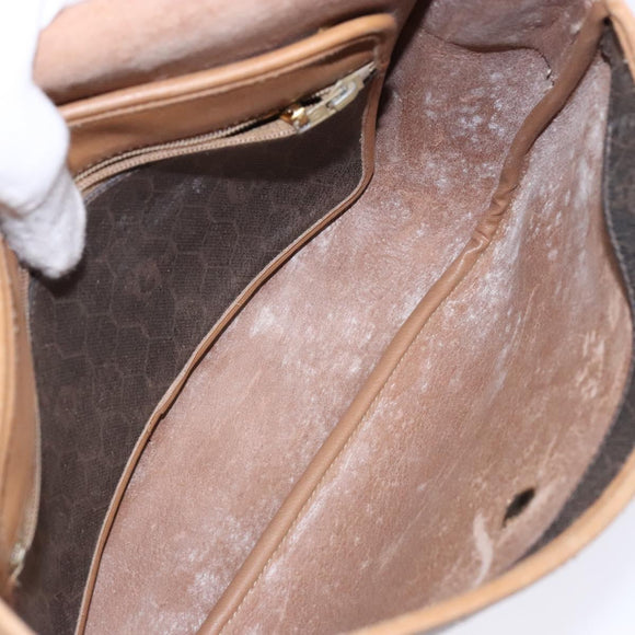 Christian Dior Honeycomb Canvas Shoulder Bag PVC Black Gold Auth 134233