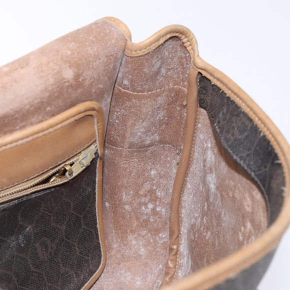 Christian Dior Honeycomb Canvas Shoulder Bag PVC Black Gold Auth 134233