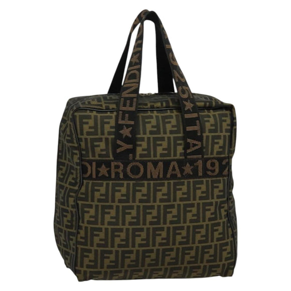 FENDI Zucca Canvas Shoes bag Brown Black Auth 134236