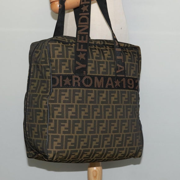 FENDI Zucca Canvas Shoes bag Brown Black Auth 134236