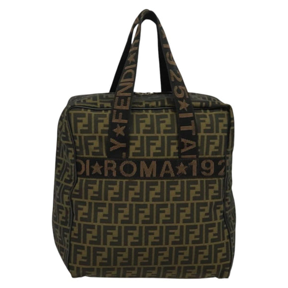 FENDI Zucca Canvas Shoes bag Brown Black Auth 134236