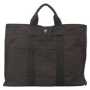 HERMES Her Line MM Hand Bag Canvas Gray Auth 134245-13