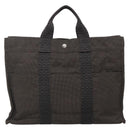 HERMES Her Line MM Hand Bag Canvas Gray Auth 134245-2