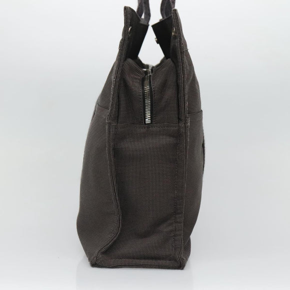 HERMES Her Line MM Hand Bag Canvas Gray Auth 134245