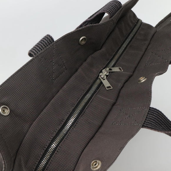 HERMES Her Line MM Hand Bag Canvas Gray Auth 134245