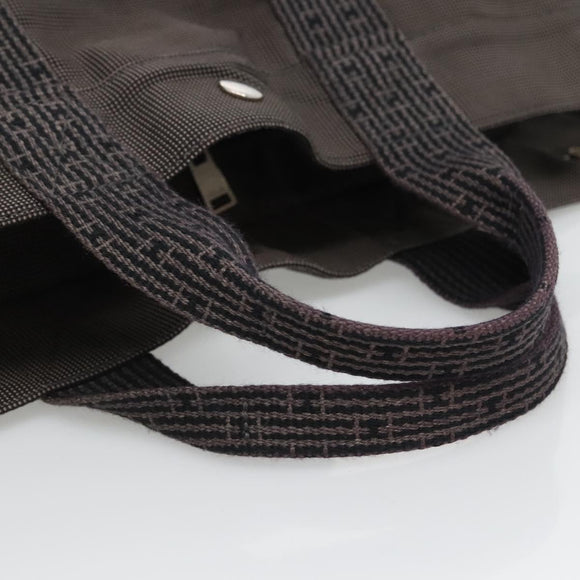 HERMES Her Line MM Hand Bag Canvas Gray Auth 134245