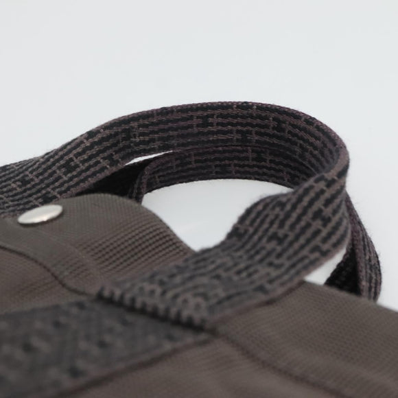 HERMES Her Line MM Hand Bag Canvas Gray Auth 134245