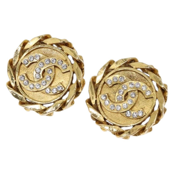 CHANEL COCO Mark Earring metal Gold CC Auth 134251V