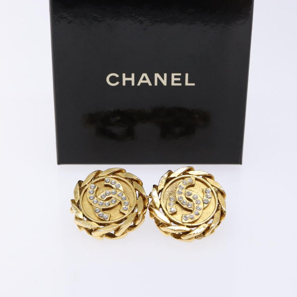 CHANEL COCO Mark Earring metal Gold CC Auth 134251V