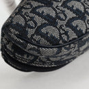 Christian Dior Trotter Canvas Saddle Pouch Navy Gold Auth 134254V-15