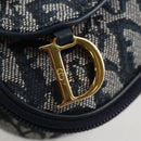 Christian Dior Trotter Canvas Saddle Pouch Navy Gold Auth 134254V-17