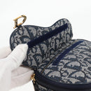 Christian Dior Trotter Canvas Saddle Pouch Navy Gold Auth 134254V-8