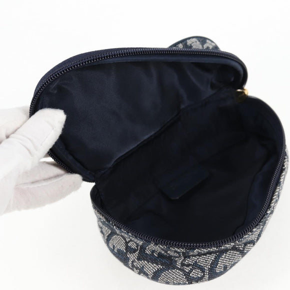 Christian Dior Trotter Canvas Saddle Pouch Navy Gold Auth 134254V