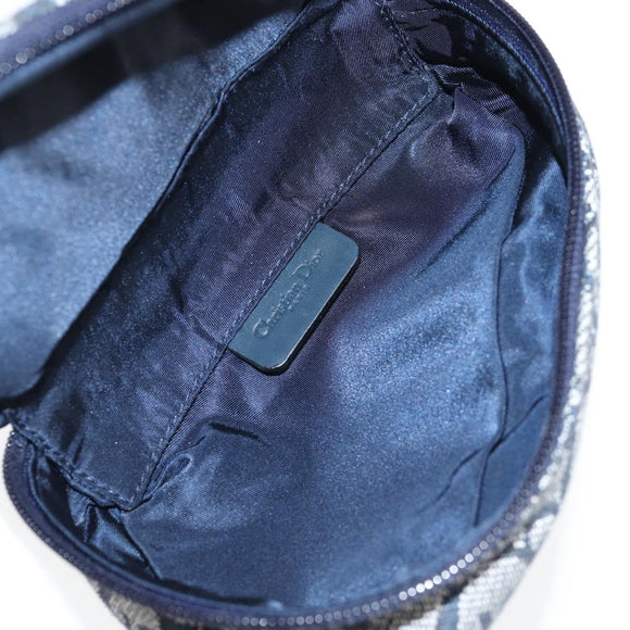 Christian Dior Trotter Canvas Saddle Pouch Navy Gold Auth 134254V