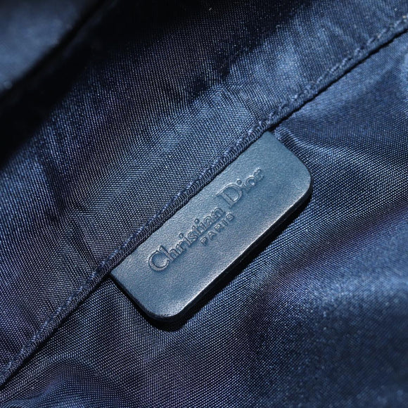 Christian Dior Trotter Canvas Saddle Pouch Navy Gold Auth 134254V